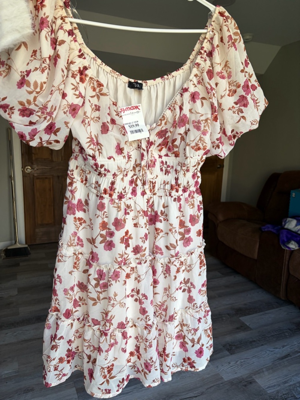 No Boundaries Cream Floral Off-Shoulder Tiered Midi Dress